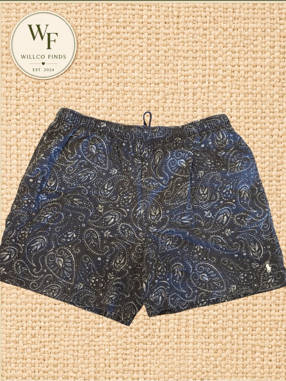 Polo Sport Ralph Lauren Men’s Navy Paisley Swim Trunks Size XL Mesh Lined
